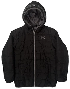 UNDER ARMOUR COAT BOYS M WINTER BUBBLE QUARTERED BLACK WARM COLDGEAR - Picture 1 of 6