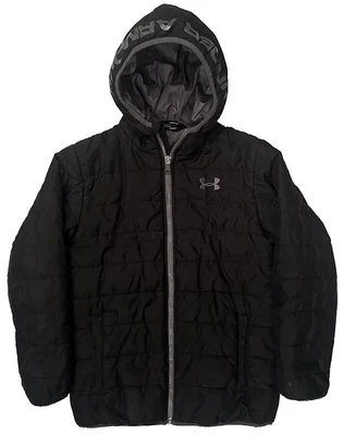 UNDER ARMOUR COAT M BOYS WINTER BUBBLE QUARTERED BLACK WARM COLDGEAR - Image 1 of 4