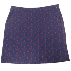 Tommy Hilfiger Skirt Size 8 Dark Blue All Over Anchor Print Side Zip Women's 32w - Picture 1 of 8