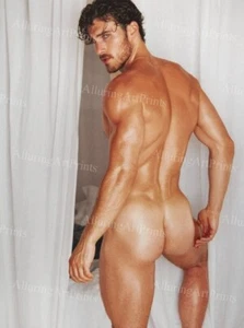 Modelo masculino desnudo impresión fotográfica musculoso guapo atleta sin camisa trozos bollos -XX883 - Imagen 1 de 1