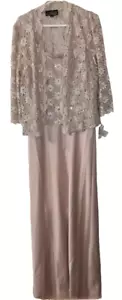 Alex Evenings Women's Dress Lace Size 14 Two Pieces Jacket Taupe RRP £215 - Picture 1 of 4