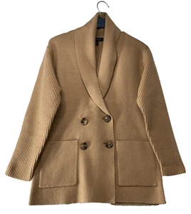 Abrigo Cárdigan Largo Tejido Doble Pecho Ann Taylor Tostado Mangas Largas Talla SP - Imagen 1 de 13