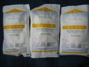 Simpurity Gauze Antimicrobial Dressing 4.5” x 4.1 yards NEW 3 rolls exp 4/25 - Picture 1 of 3
