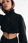 Alpas The Label Black Cropped Mock Neck Sweater Women Size Medium Black