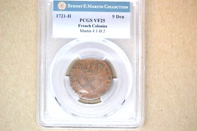 1721-H Sou, or 9 Deniers. La Rochelle Mint. Martin 4.1-B.2, W-11830.  PCGS VF-25 - Image 1 of 4