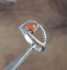 925 Solid Sterling Silver Red Carnelian Ring -11 us V629