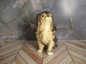 Vintage Ucagco Black Brown English Spaniel Ceramic Porcelain Figurine - Picture 1 of 6