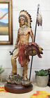 Native American Indian Warrior Chief With Eagle Roach Spear And Axe Figurine