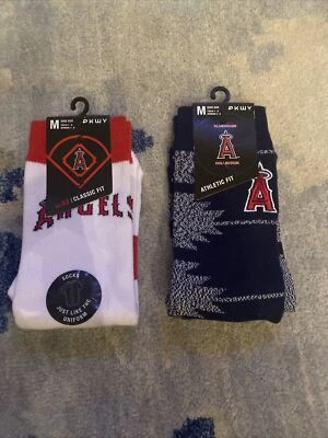 Lot of 2 Sz M Los Angeles Angels MLB Clubhouse Collection Athletic Socks by PKWY - Image 1 of 4