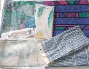 VTG 80s Screen Print Cotton Upholstery Abstract Fabric Remnants (Close To 4lbs) - Picture 1 of 9