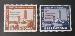 SVIZZERA Erinnofili Bellinzona 66° Congresso Filatelico 2 Vignette MNH** - Picture 1 of 1