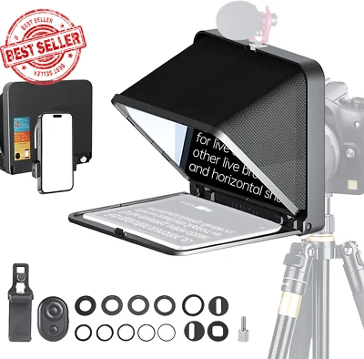 8” Teleprompter for Ipad Tablet Smartphone DSLR Camera W/Remote Control, APP Com - image 1 of 4