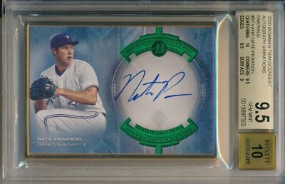 Nate Pearson Auto EMERALD 2/5 Variation 2020 Bowman Transcendent BGS 9.5 FRAME - Image 1 of 2