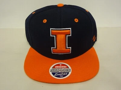 VTG NCAA Illinois Fighting Illini LOGO Snapback Hat 90s Zephyr NWT Wool Blend - Image 1 of 4