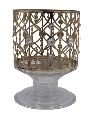 Pedestal de vidrio Bath & Body Works portavelas de 3 mechas gemas difícil de encontrar Foto 1 de 4