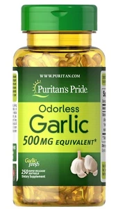 Ajo inodoro Puritan's Pride 500 mg - 250 cápsulas blandas de liberación rápida - Imagen 1 de 4