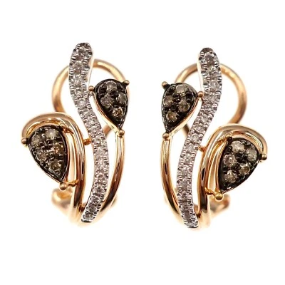 2.00Ct Round Cut Lab Created Chocolate Diamond Hoop Earring 14K Rose Gold Plated - Image 1 of 2