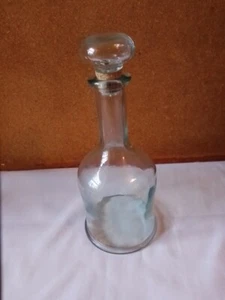 Vintage Clear Cut Glass Decanter With Cork Top Whiskey Liquor - Picture 1 of 8