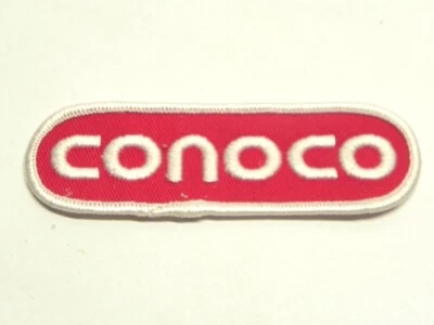 VINTAGE CONOCO OIL GAS LOGO PATCH RED & WHITE FABRIC 4 1/4" PRE-OWNED USED  - Image 1 of 4