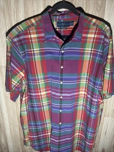 Vintage Ralph Lauren Classic Fit Men’s XLT Multicolor Plaid Short Sleeve Button - Picture 1 of 7
