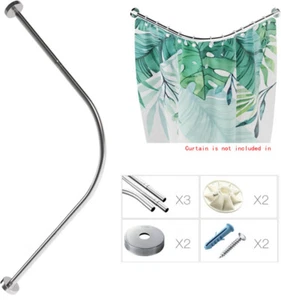 Shower Curtain Rod Curved Shower Rail Adjustable Corner Shower Rod 110-140cm AU - Picture 1 of 14