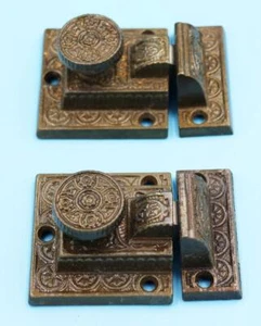 2 ANTIKE SCHRANKTÜRRIEGEL NEU/ALTBESTAND - UM 1880 - 2 X 3 ZOLL - Bild 1 von 1
