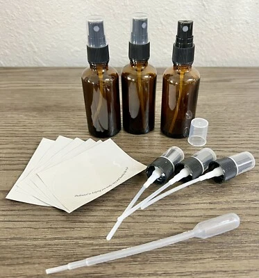 Frasco de spray de vidro âmbar 2 oz 60 ml NOVO pacote com 3 - Imagem 1 de 4