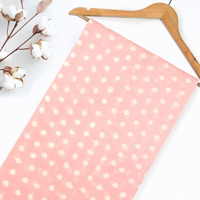 Pink Bandhej Tie Dye Dot Print Cotton Fabric Soft Lightweight Dressmaking Fabric - Image 1 of 4