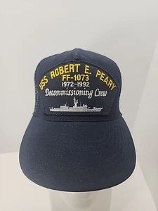 VTG USS Robert E Peary FF 1073 Frigate Patch Snapback Hat USA Mesh Trucker Cap - Picture 1 of 15