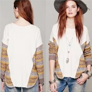 Suéter Free People Sinner manga larga lana marfil boho XS - Imagen 1 de 6
