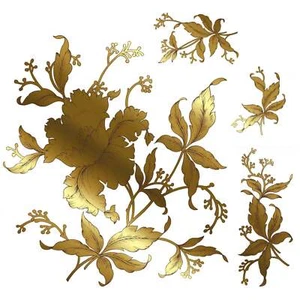 Flowers Gold with Accent Pieces Overglaze Ceramic Decals - Picture 1 of 3