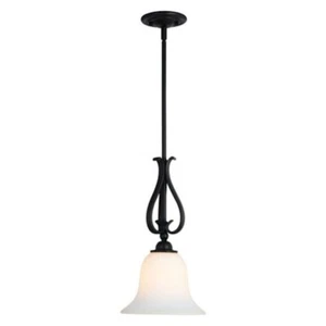 Vaxcel Monrovia 9" Mini Pendant, Oil Rubbed Bronze/Etched White Glass - P0381 - Picture 1 of 1