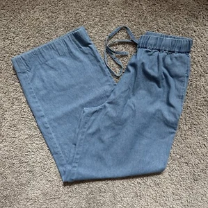 Jeanology Pull On Denim Pants Size 8 Wide Leg Drawstring Pockets Elastic Waist - Picture 1 of 8