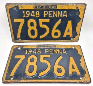 1948 PENNSYLVANIA PENNA LICENSE PLATE SET 7856A USA VINTAGE - Bild 1 von 5