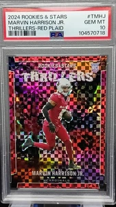 Marvin Harrison Jr RC 2024 Rookies & Stars Thrillers Rookie Plaid Rosso PSA 10 - Foto 1 di 2