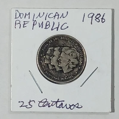 1986 Dominican Republic 25 Centavos Mirabal Sisters Avg Circ  - Image 1 of 4