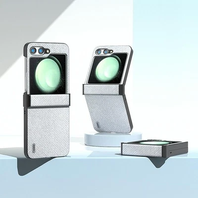 Custodia ABEEL Diamond Series per Samsung Galaxy Z Flip5 con bordo nero argento - Immagine 1 di 4