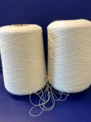 Lot 2 Spool Cone Peru LACE Soft Super Baby Alpaca Yarn 2lb 4oz 1046gr 0012 White - Image 1 of 4