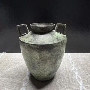 Kleine grüne Patina Metall Vase Mantel Architektur EUC vielseitig alte Welt - Bild 1 von 17