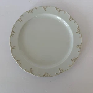 Plato de cena Rosenthal Alemania Monbijou de porcelana blanca diseño de remolino dorado - Imagen 1 de 6