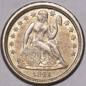 Moneda de diez centavos libertad sentada 1841-O; XF - Imagen 1 de 2