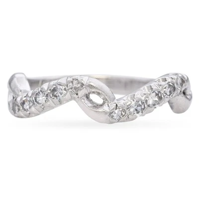 Media banda vintage de platino y diamante Foto 1 de 4