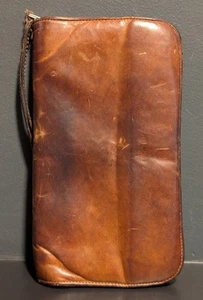 M0851 Women's Leather Wallet Zip Around  Distressed Brown - 8.5x4.75" - Picture 1 of 19