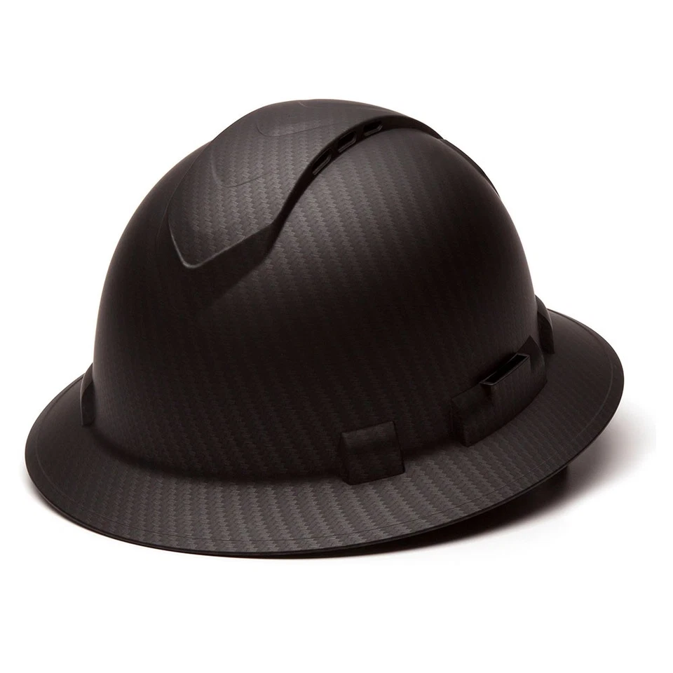 Pyramex HP54117V Ridgeline Full Brim Hard Hat 4-pt Vented Graphite Pattern Black