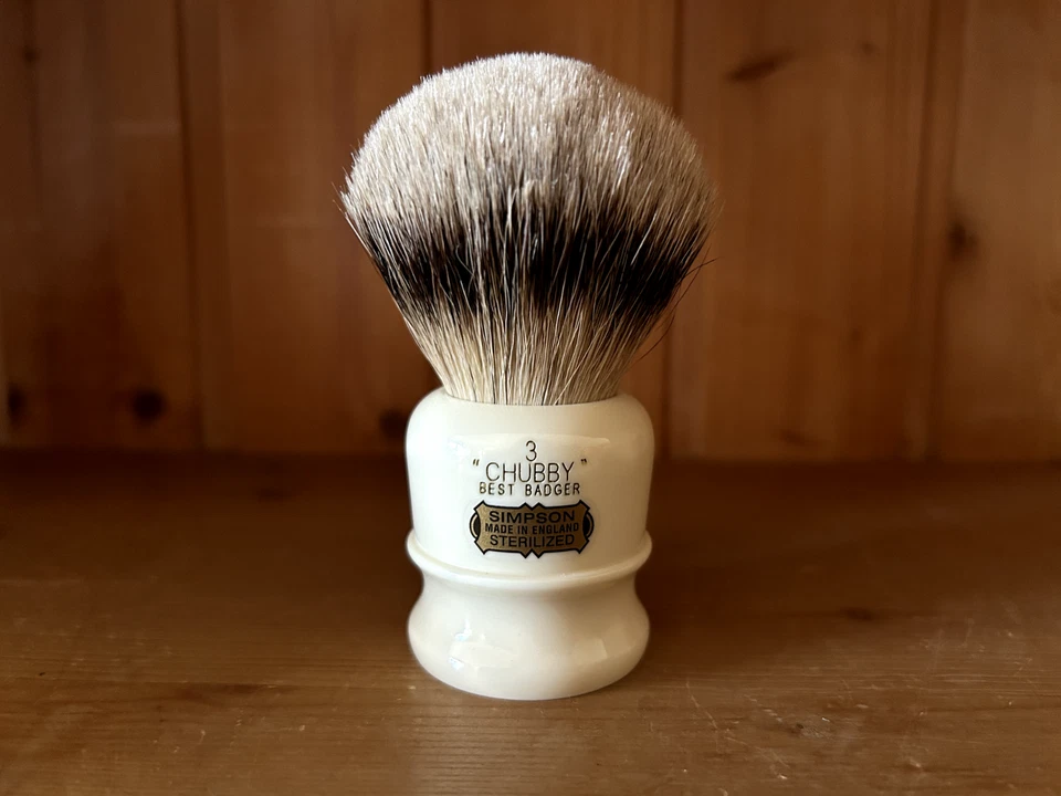 Simpson, cepillo de afeitar, Chubby 3, Best Badger, blanco, 29 mm - Imagen 1 de 1