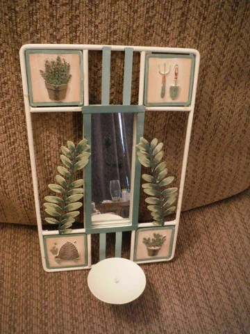 Nature Gardening Mirror Wall Hanging with Candle Holder Cover