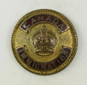 Botón Uniforme Departamento de Inmigración Canadiense Temprano Original E6BT - Imagen 1 de 2