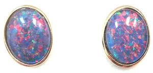 Good Christmas Gift!!! Natural Black Triplet Opal Earring 10x8mm JEWELLERY Box - Picture 1 of 3