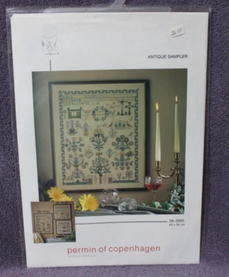 ANTIQUE SAMPLER cross stitch chart PERMIN OF COPENHAGEN  NIP - Image 1 of 3