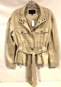 NEU Banana Republic Leinen Flieger Damen Jacke Gr. S Bindegürtel Naturstein - Bild 1 von 16
